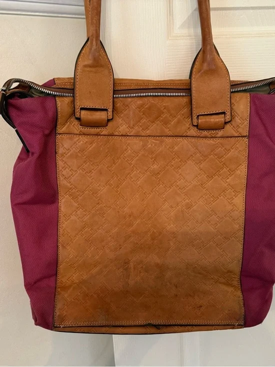 TUMI TICON WOMENS TRAVEL TOTE BAG IN RASPBERRY AND CARMEL 💫 - Picture 2 of 7